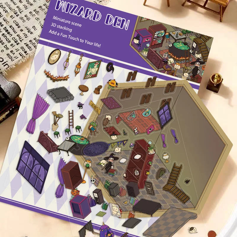 Stikiio™ Kawaii 3D Scene Stickers – Whimsical World Collection 🐾🧙‍♂️🧸